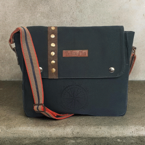 House of Tara Blue Canvas Crossbody Messenger Bag