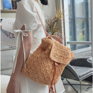 MAIRO LIFESTYLE Boho Straw Wicker Beach Backpack