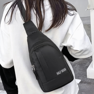 Half Moon Edge Slim Crossbody Sling Bag – Black