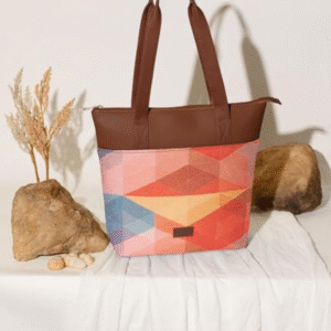 ZOUK Printed Jute Vegan Leather Tote Bag
