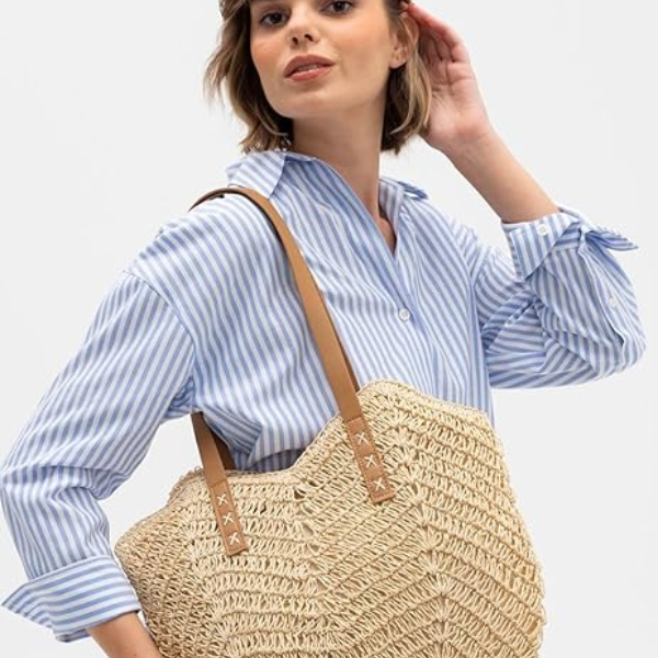 MAIRO LIFESTYLE Boho Braided Straw Beach Shoulder Bag - Image 4