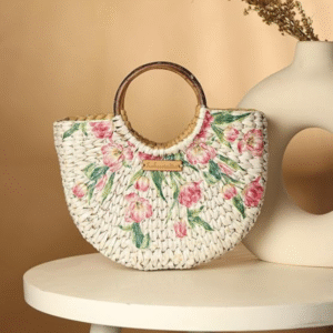 Habere India Kauna Straw Half Moon Tote